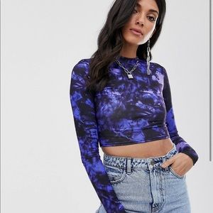 Tie dye long sleeve crop top Tall